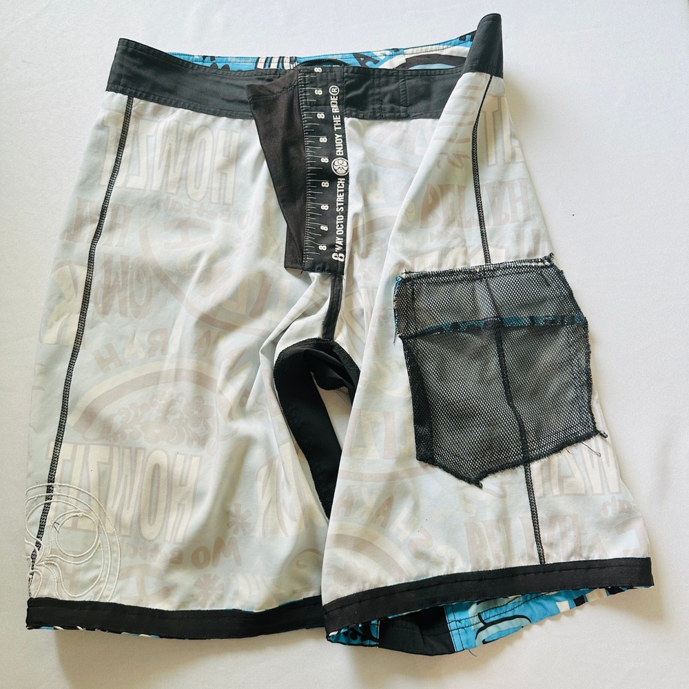 HIC Hawaiian Island Creations Mens Board Shorts 34‎ Howzit Surf Trunks Vacation - Picture 12 of 16